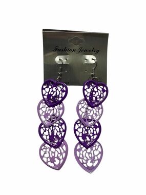 Fashion Jewelry Purple Heart Dangle Earrings